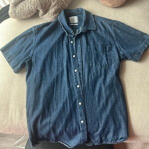 100% Cotton Denim Style Short Sleeve Button Down
